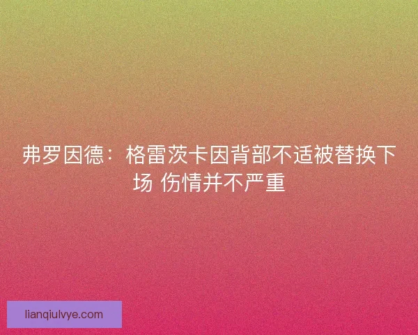 弗罗因德：格雷茨卡因背部不适被替换下场 伤情并不严重